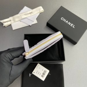 Chanel 2026 Quilted Card Holder 13cm Light Purple Grained Calfskin