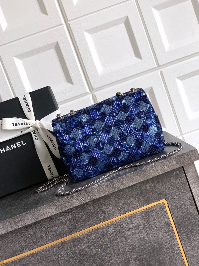 Chanel 2026 Flap Bag 20cm Blue Sequin Leather