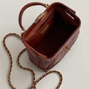 CC Mini Top Handle 18cm Red Leather Gold Hardware