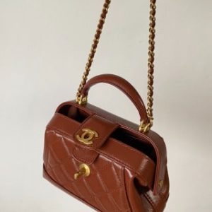 CC Mini Top Handle 18cm Red Leather Gold Hardware