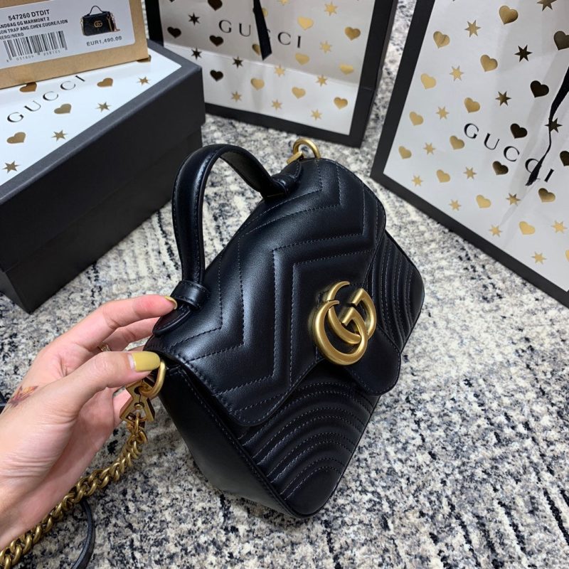 wsxc1708109538353_1 GG Marmont 21cm Mini Top Black Calfskin Gold Hardware