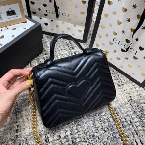 wsxc1708109538353_2 GG Marmont 21cm Mini Top Black Calfskin Gold Hardware