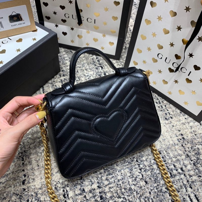 wsxc1708109538353_2 GG Marmont 21cm Mini Top Black Calfskin Gold Hardware