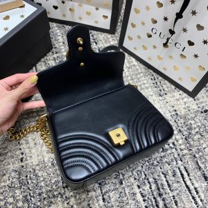 wsxc1708109538353_3 GG Marmont 21cm Mini Top Black Calfskin Gold Hardware