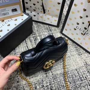 wsxc1708109538353_4 GG Marmont 21cm Mini Top Black Calfskin Gold Hardware