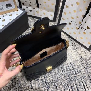 wsxc1708109538353_5 GG Marmont 21cm Mini Top Black Calfskin Gold Hardware