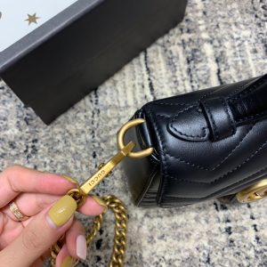 wsxc1708109538353_6 GG Marmont 21cm Mini Top Black Calfskin Gold Hardware