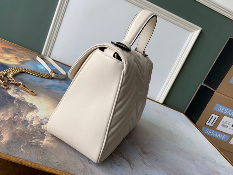 wsxc1708370032173_1 GG Marmont 26.5cm White Calfskin Gold Hardware