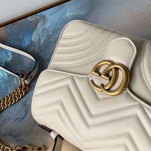 wsxc1708370032173_3 GG Marmont 26.5cm White Calfskin Gold Hardware