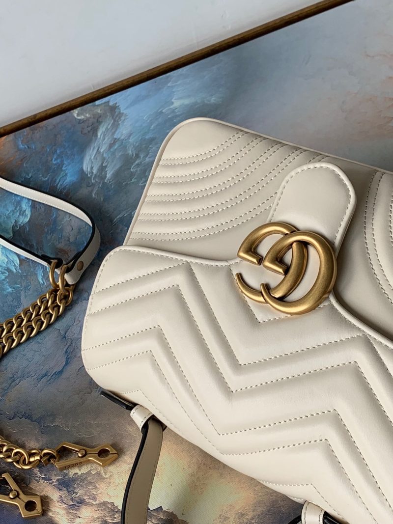 wsxc1708370032173_3 GG Marmont 26.5cm White Calfskin Gold Hardware