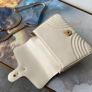 wsxc1708370032173_5 GG Marmont 26.5cm White Calfskin Gold Hardware