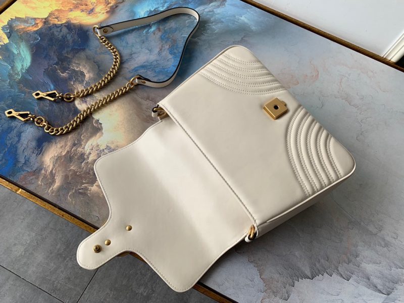 wsxc1708370032173_5 GG Marmont 26.5cm White Calfskin Gold Hardware