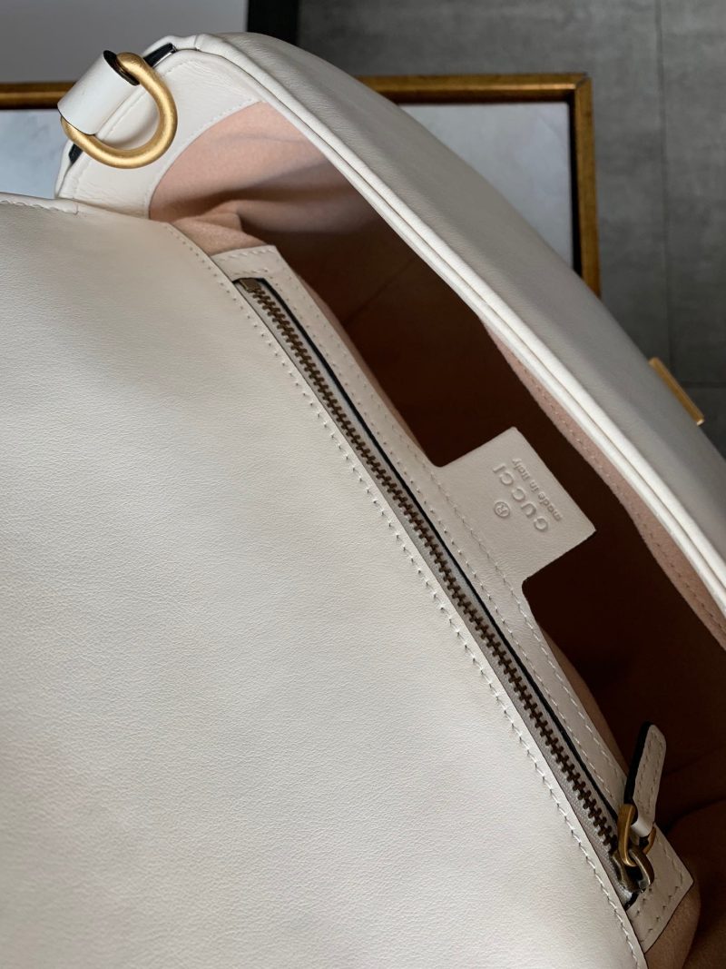 wsxc1708370032173_7 GG Marmont 26.5cm White Calfskin Gold Hardware