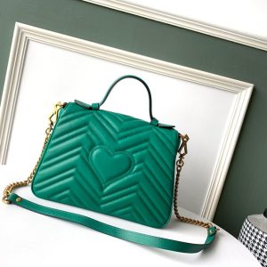 wsxc1708386169242_2 GG Marmont 26.5cm Green Calfskin Gold Hardware