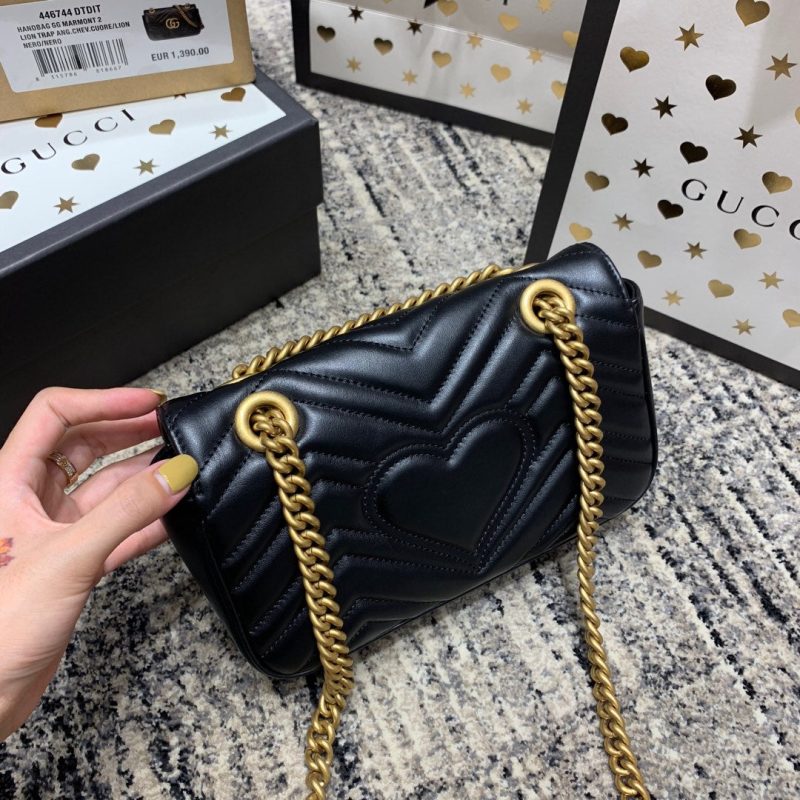 wsxc1708387187971_2 GG Marmont 22cm Black Calfskin Gold Hardware