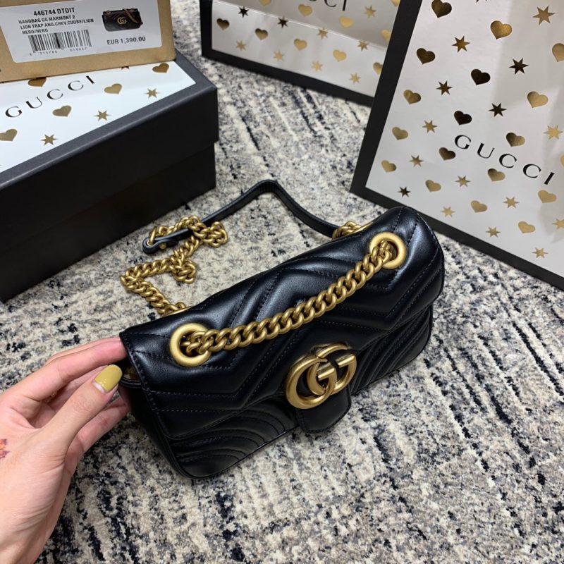 wsxc1708387187971_3 GG Marmont 22cm Black Calfskin Gold Hardware