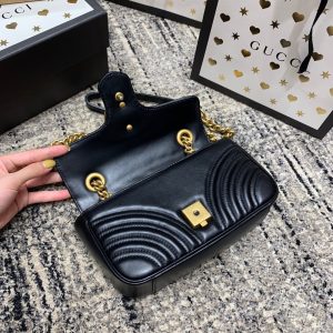 wsxc1708387187971_4 GG Marmont 22cm Black Calfskin Gold Hardware