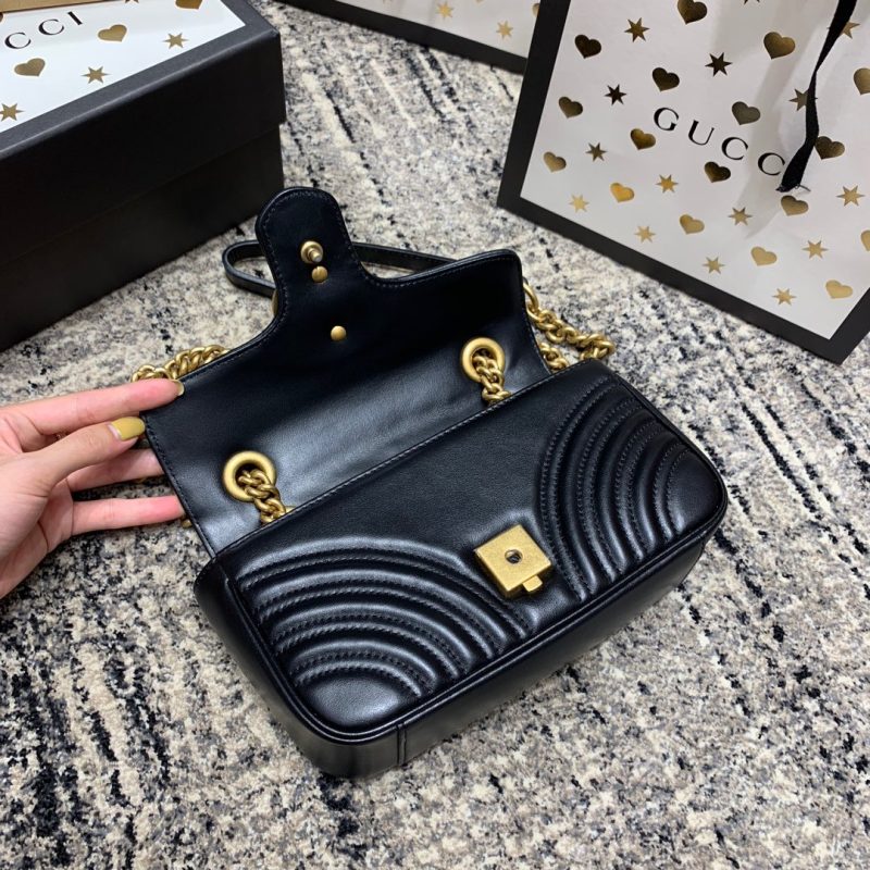 wsxc1708387187971_4 GG Marmont 22cm Black Calfskin Gold Hardware