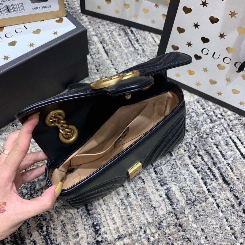 wsxc1708387187971_5 GG Marmont 22cm Black Calfskin Gold Hardware