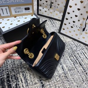 wsxc1708387187971_7 GG Marmont 22cm Black Calfskin Gold Hardware