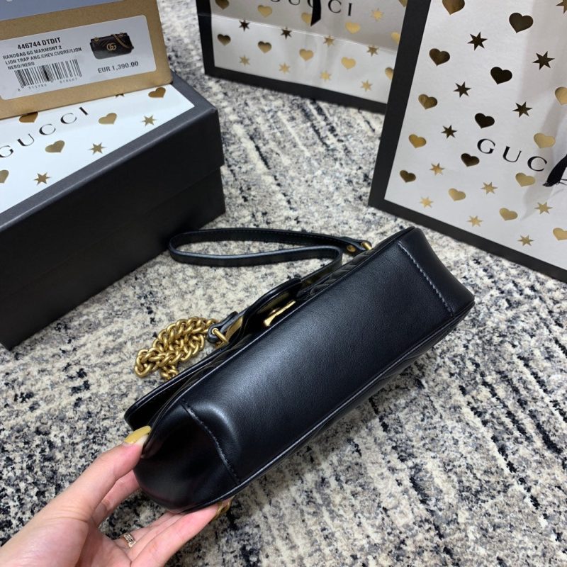 wsxc1708387187971_8 GG Marmont 22cm Black Calfskin Gold Hardware