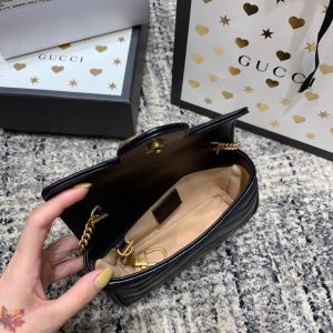 wsxc1708390553976_4 GG Marmont Mini 16.5cm Black Calfskin Gold Hardware