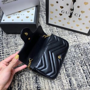 wsxc1708390553976_6 GG Marmont Mini 16.5cm Black Calfskin Gold Hardware