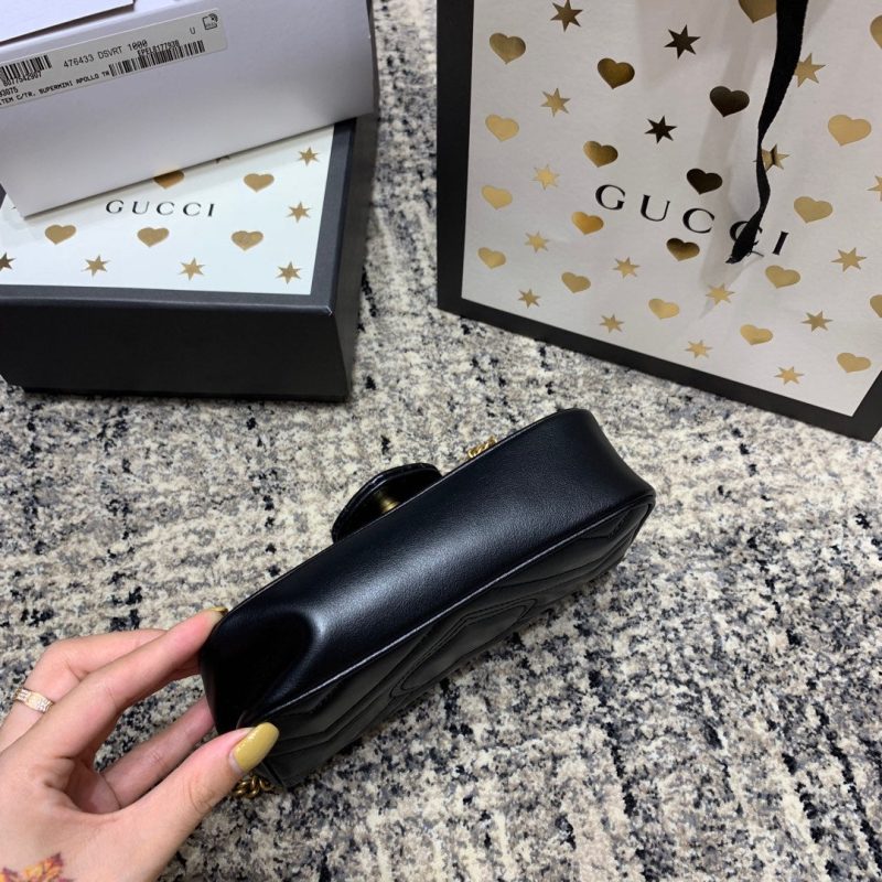 wsxc1708390553976_8 GG Marmont Mini 16.5cm Black Calfskin Gold Hardware