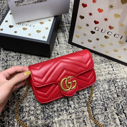 wsxc1708390927641_0 GG Marmont Mini 16.5cm Red Calfskin Gold Hardware