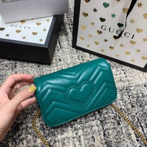 wsxc1708390978724_2 GG Marmont Mini 16.5cm Turquoise Calfskin Gold Hardware