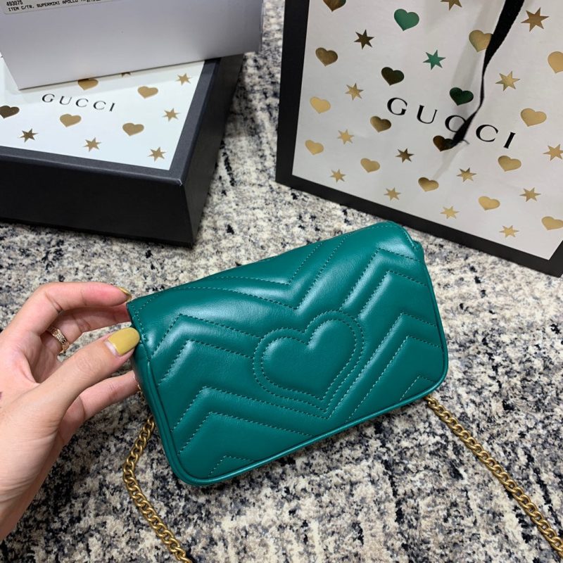 wsxc1708390978724_2 GG Marmont Mini 16.5cm Turquoise Calfskin Gold Hardware