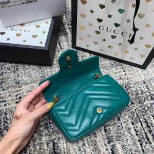 wsxc1708390978724_3 GG Marmont Mini 16.5cm Turquoise Calfskin Gold Hardware