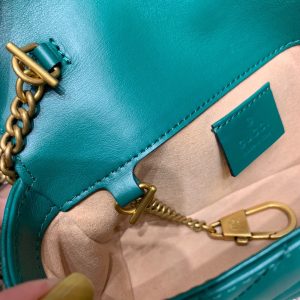 wsxc1708390978724_5 GG Marmont Mini 16.5cm Turquoise Calfskin Gold Hardware