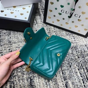 wsxc1708390978724_6 GG Marmont Mini 16.5cm Turquoise Calfskin Gold Hardware