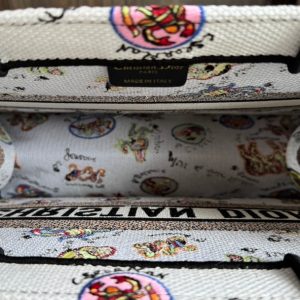 Medium CD Book Tote 36cm White Multicolor Dragon Zodiac Embroidery