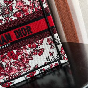 Small CD Book Tote 26.5cm White and Red Heart Butterfly Embroidery