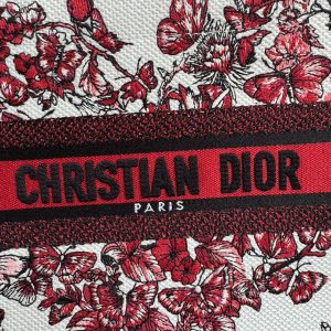 Small CD Book Tote 26.5cm White and Red Heart Butterfly Embroidery