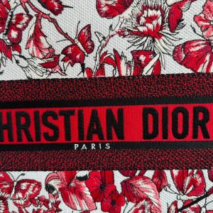 Large CD Book Tote 42cm White and Red Heart Butterfly Embroidery