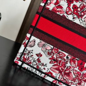 Medium CD Book Tote 36cm White and Red Heart Butterfly Embroidery