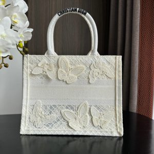 Small CD Book Tote 26.5cm Butterfly Zodiac White