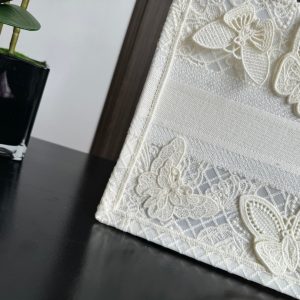 Small CD Book Tote 26.5cm Butterfly Zodiac White