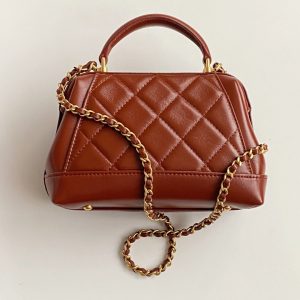 CC Mini Top Handle 18cm Red Leather Gold Hardware