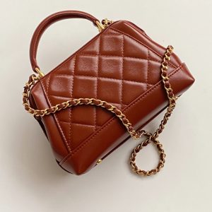 CC Mini Top Handle 18cm Red Leather Gold Hardware