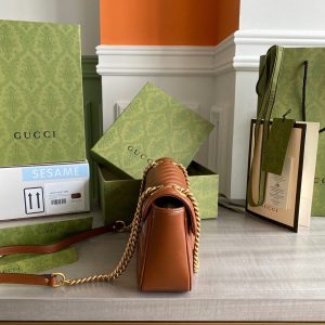 GG Marmont 26cm Brown Calfskin Gold Hardware