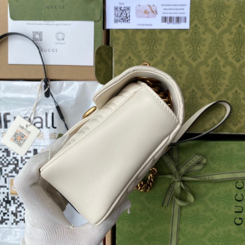 z5502505676385_a8fd7f09704a15d9cfd8f505e08d4e0b GG Marmont 26cm White Calfskin Gold Hardware