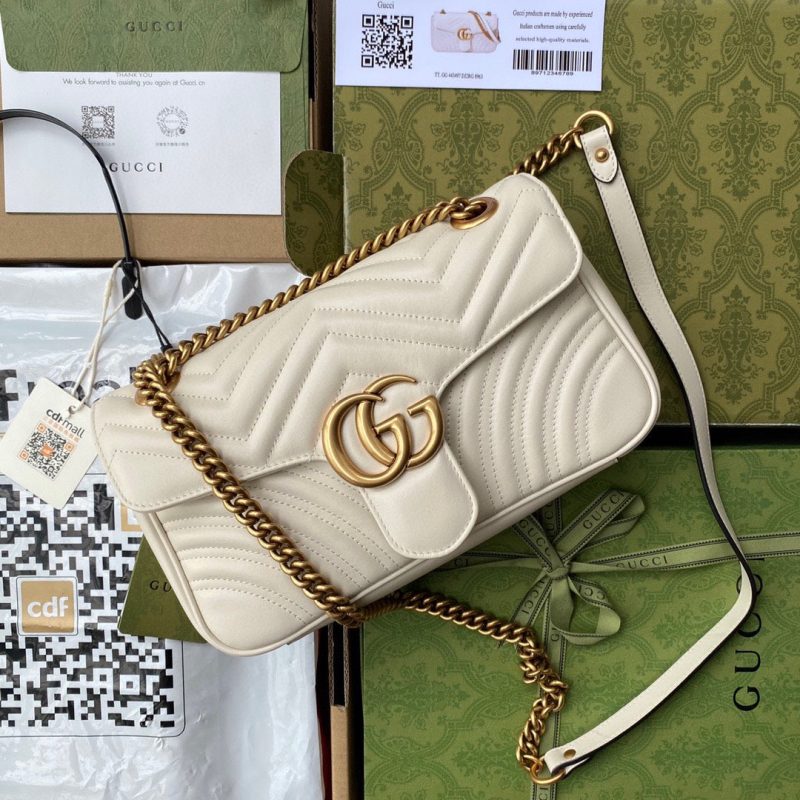 z5502505706746_67683f224a087ff2c909231dd91569c1 GG Marmont 26cm White Calfskin Gold Hardware