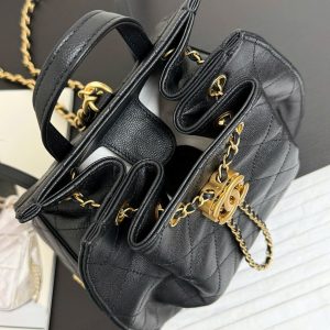 CC 25B Backpack 23cm in Black and Gold Caviar
