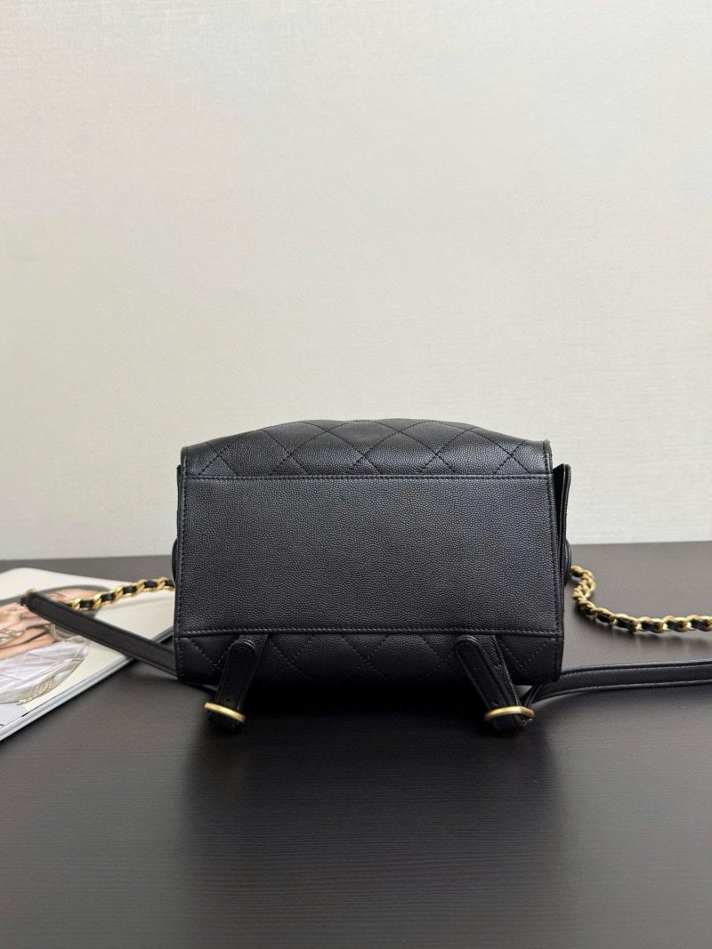 CC 25B Backpack 23cm in Black and Gold Caviar