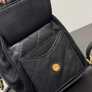 CC 25B Backpack 23cm in Black and Gold Caviar
