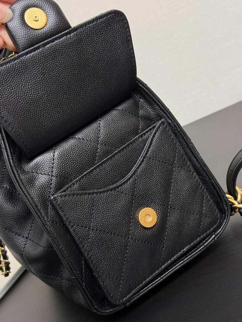 CC 25B Backpack 23cm in Black and Gold Caviar